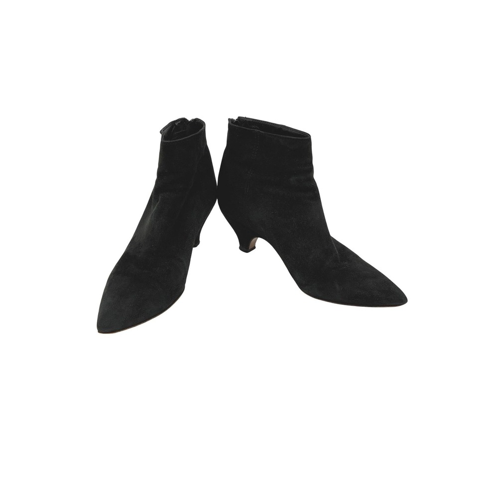 Vintage Black suede booties EU 35 Handmade Italy Walter Steiger 1970s